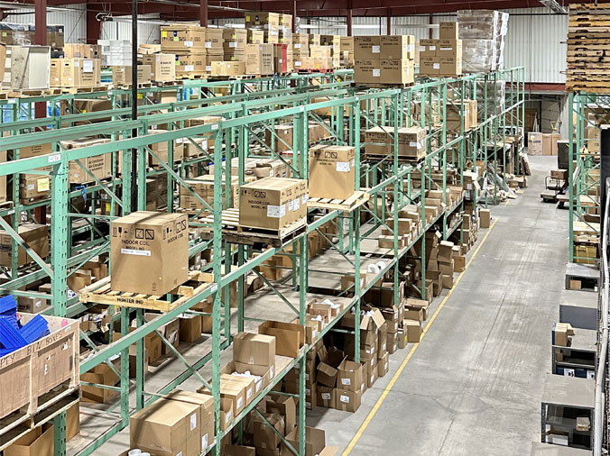 PLumbing anf HVAC supplies in the warehouse at McDonald Supply Dubuque